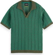 Scotch & Soda Open Knit Johnny Collar Polo Sweater