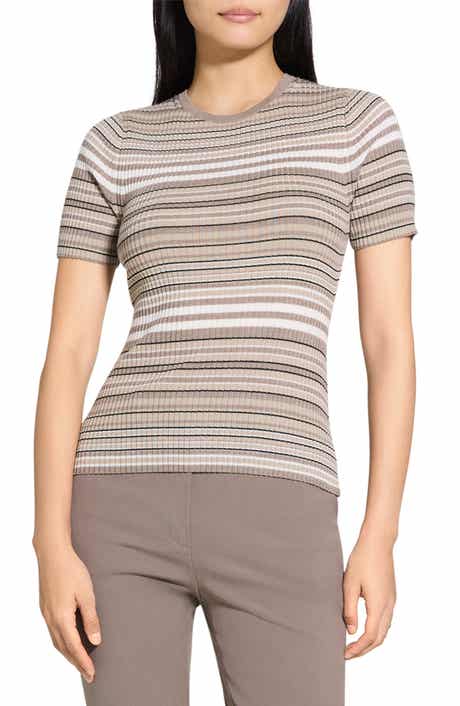 Theory Stripe Merino Wool Rib T-Shirt