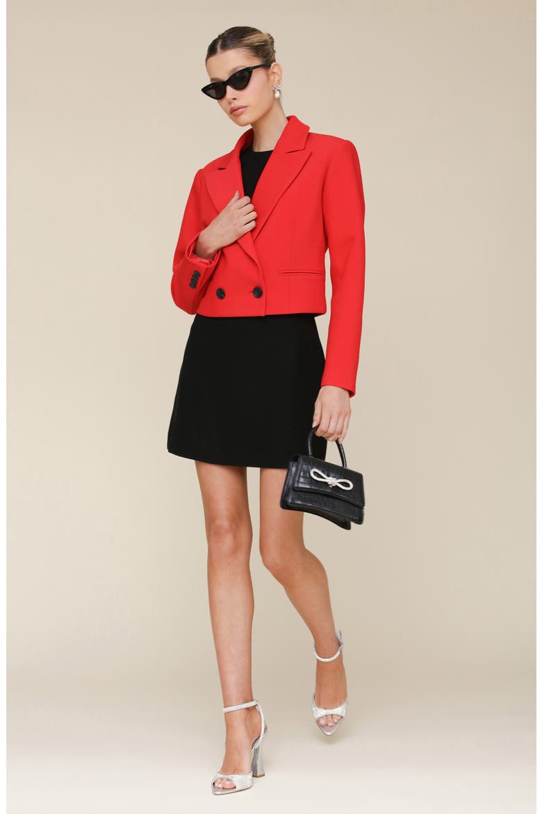 Boxy Crop Blazer, Alternate, color, RED