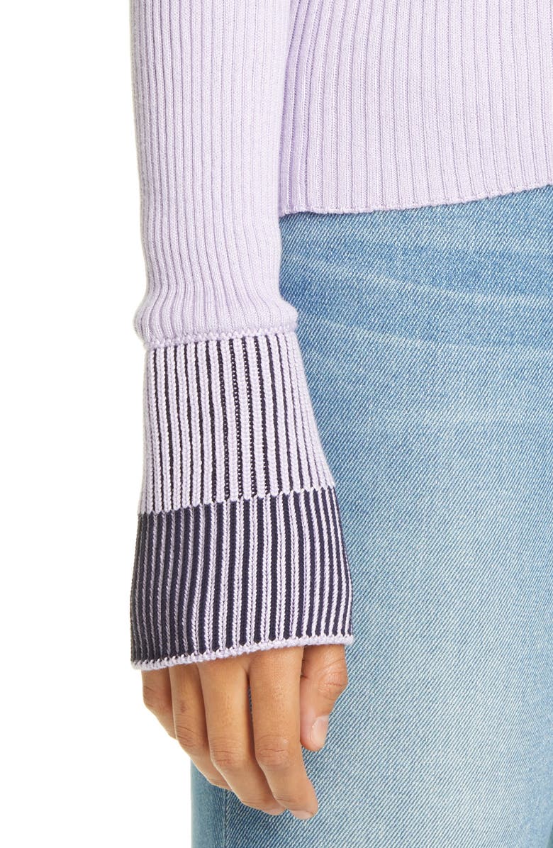 Maison Margiela Contrast Rib Cotton Blend Sweater, Alternate, color, 