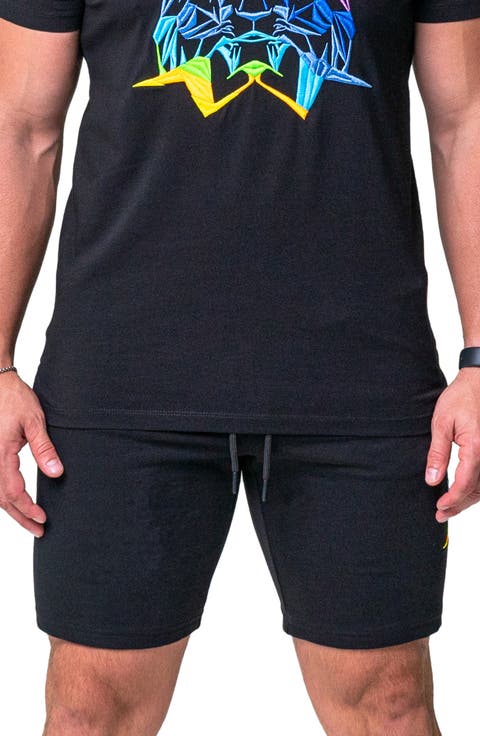 Neon Graphic Drawstring Shorts