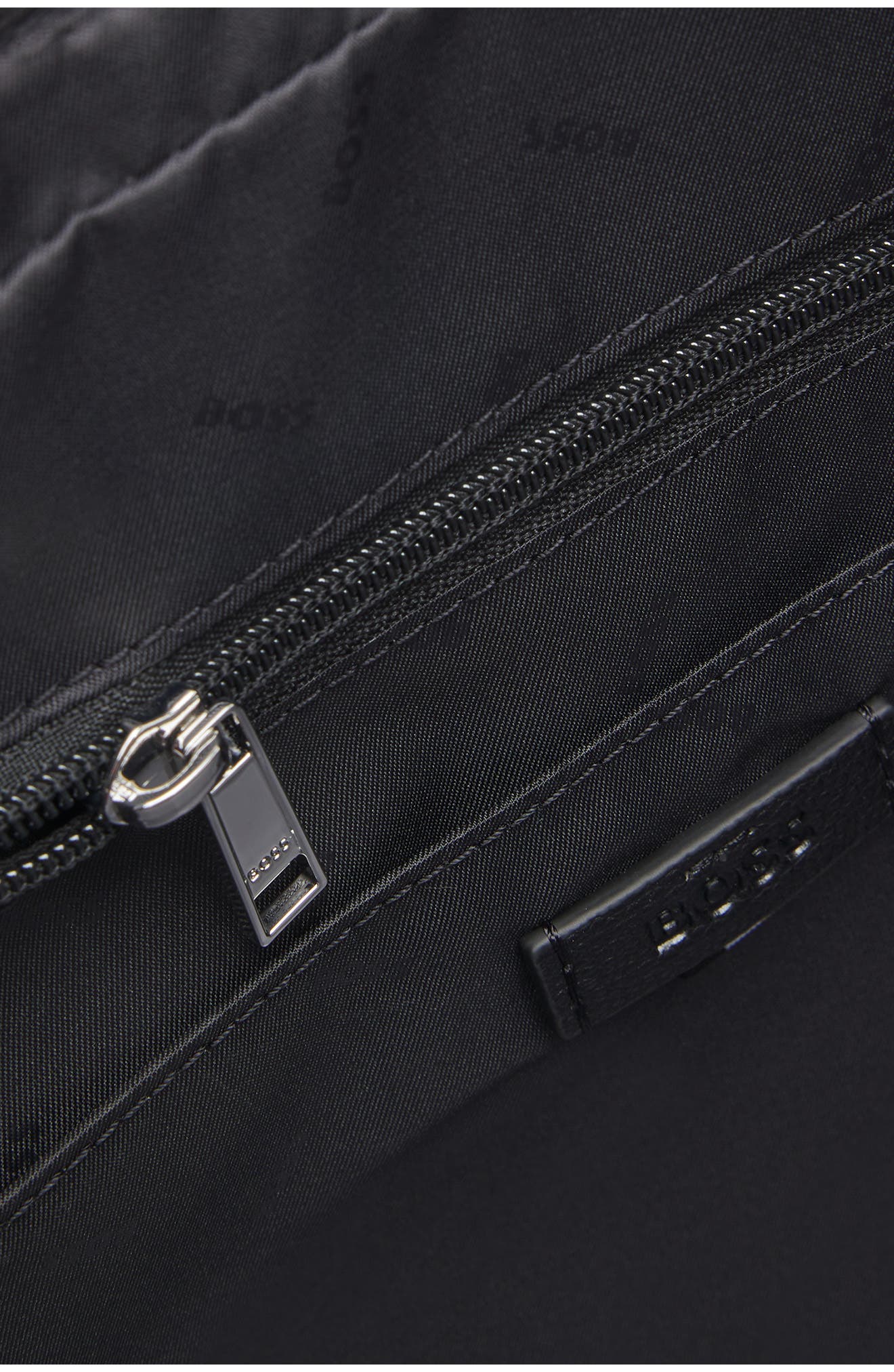 HUGO Ray Faux Leather Messenger Bag, Alternate, color, Black