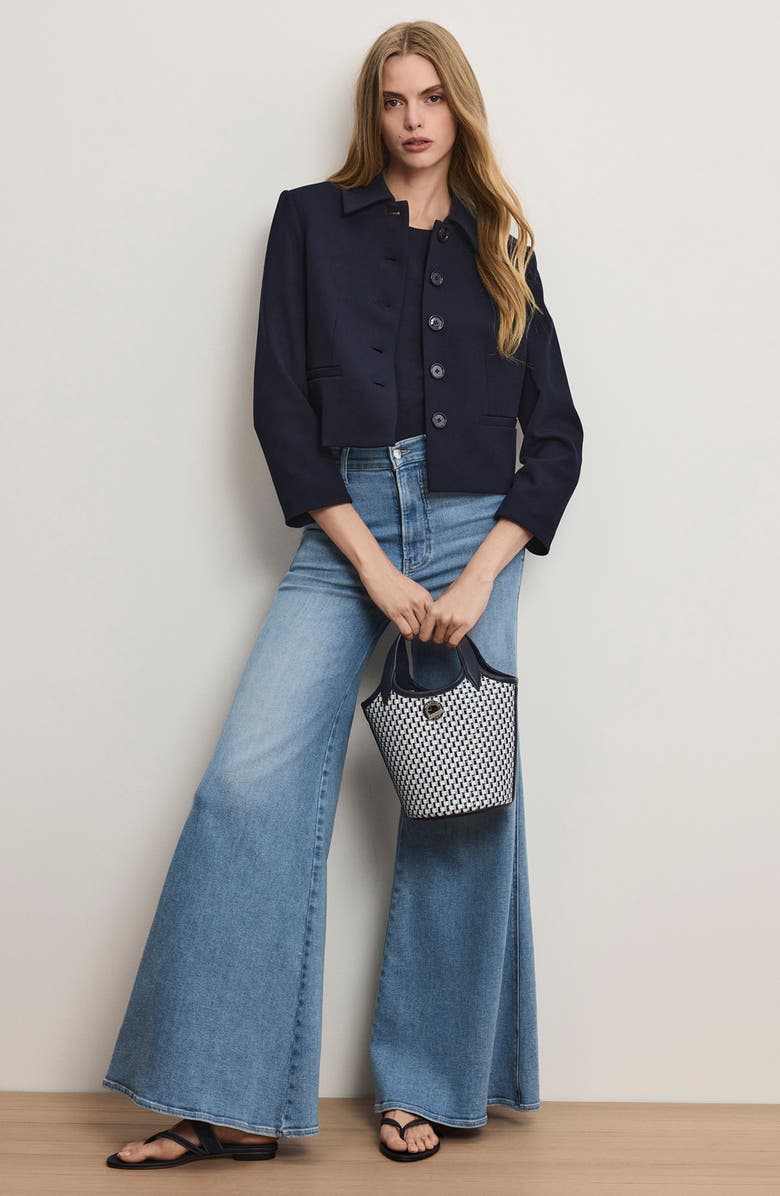 Veronica Beard Ismena Jacket with Removable Scarf & Sleeve Cuffs, Alternate, color, Navy