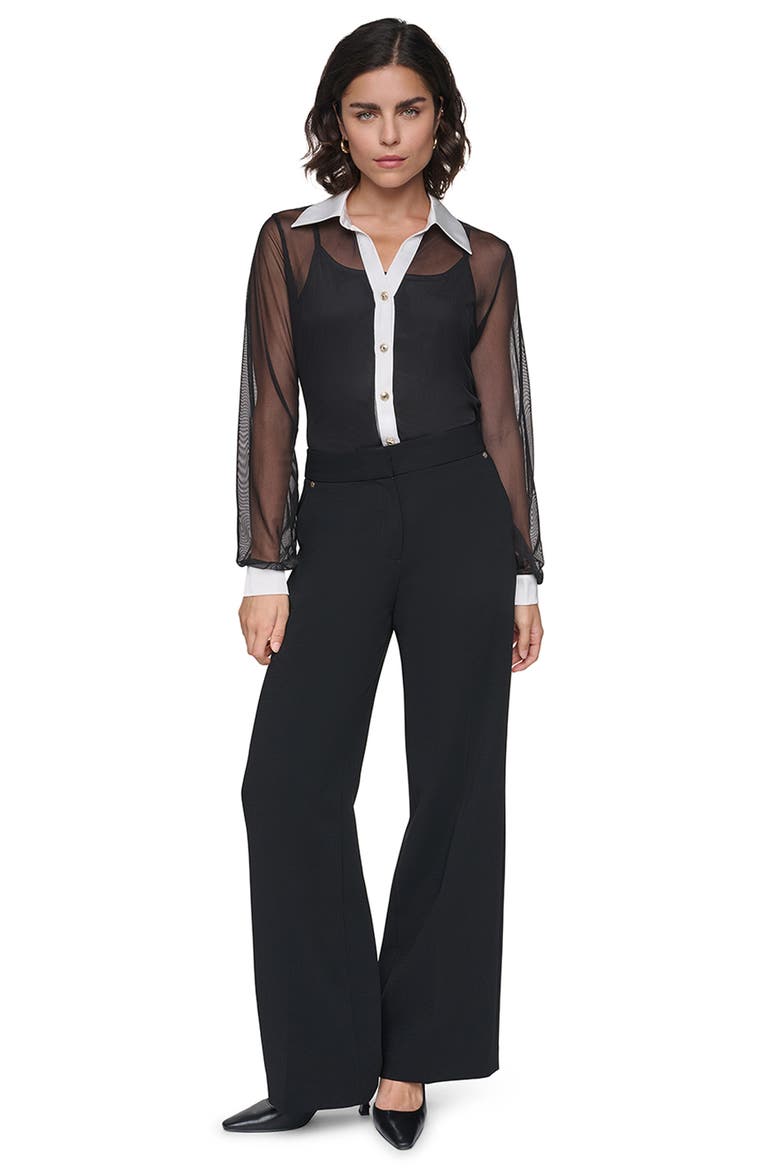 Contrast Mesh Top, Alternate, color, BLACK/ SOFT WHITE