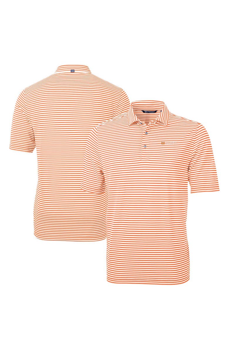Cutter & Buck Men's Cutter & Buck  Tennessee Orange Tennessee Volunteers Alumni Logo Virtue Eco Pique Stripe Recycled Polo, Alternate, color, Orange