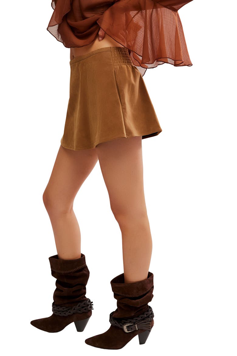 Paradise Found Faux Suede Skort, Alternate, color, CARAMEL CAFE