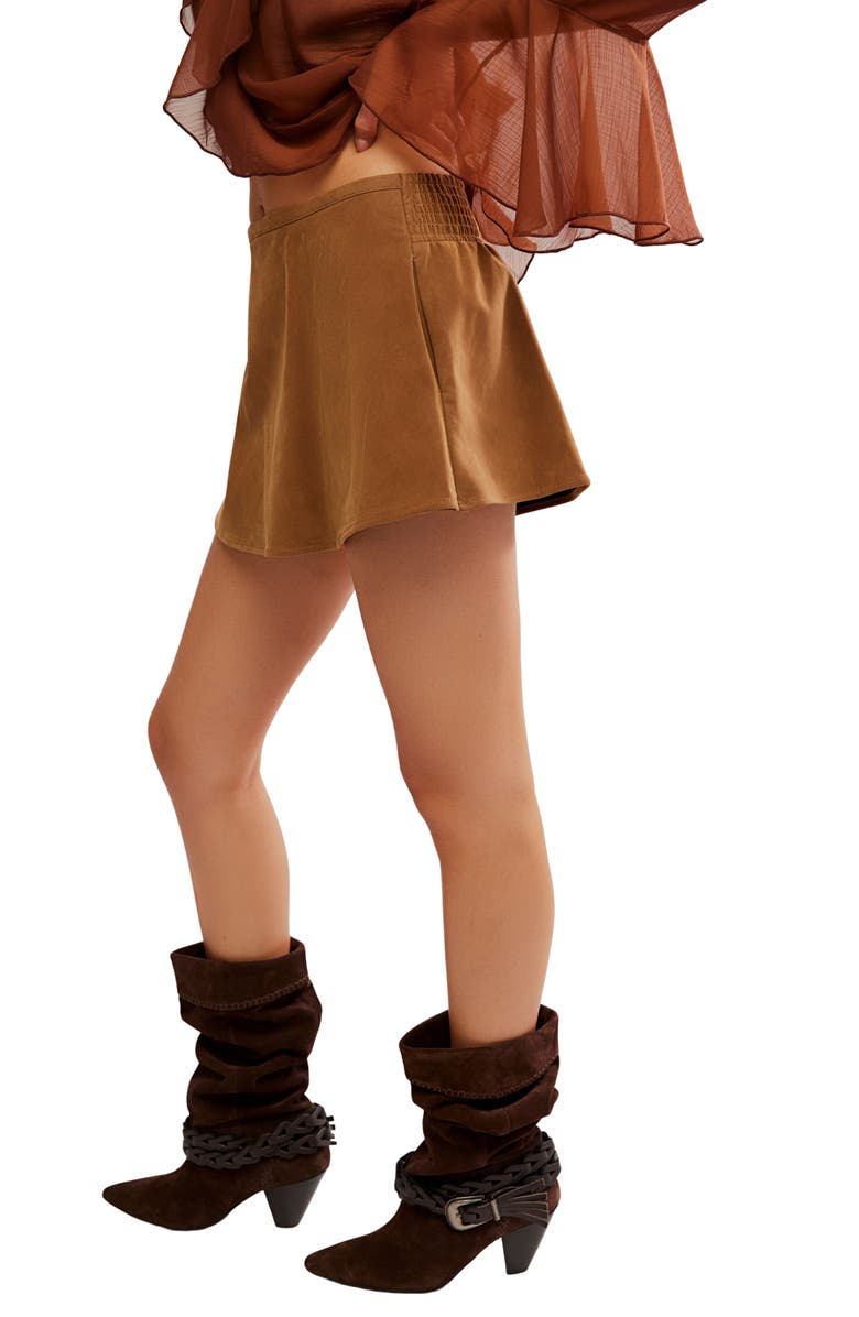 Free People Paradise Found Faux Suede Skort, Alternate, color, Caramel Cafe