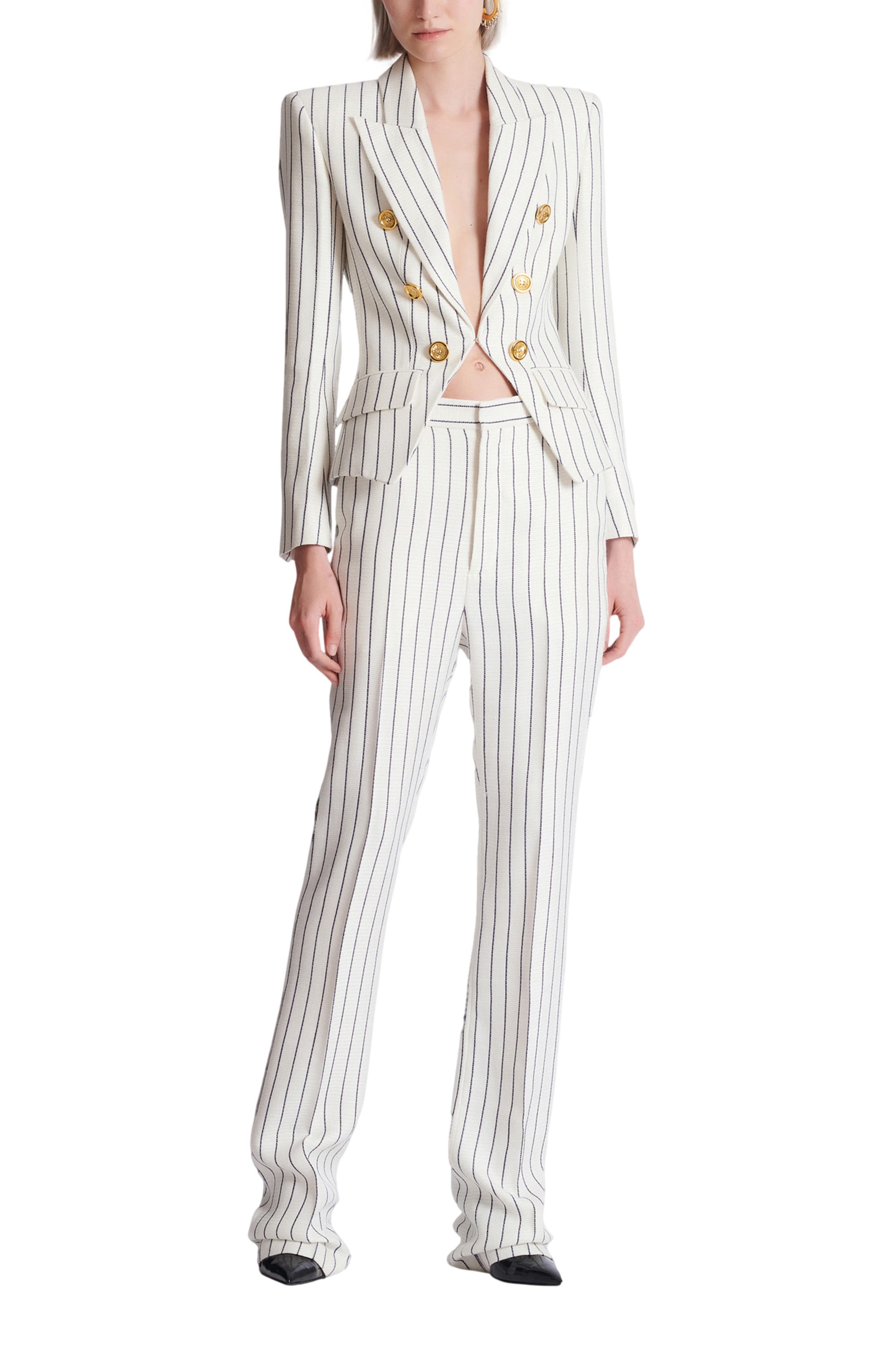 Straight-leg pinstripe trousers - image 2