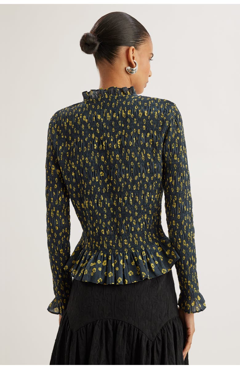 Merlette Norra Print Top, Alternate, color, Lemon Navy Floral Print