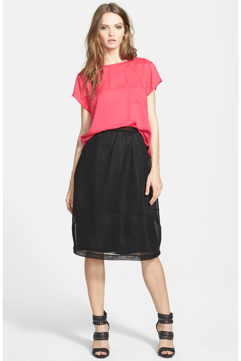 Mesh Midi Skirt, Alternate, color, BLACK