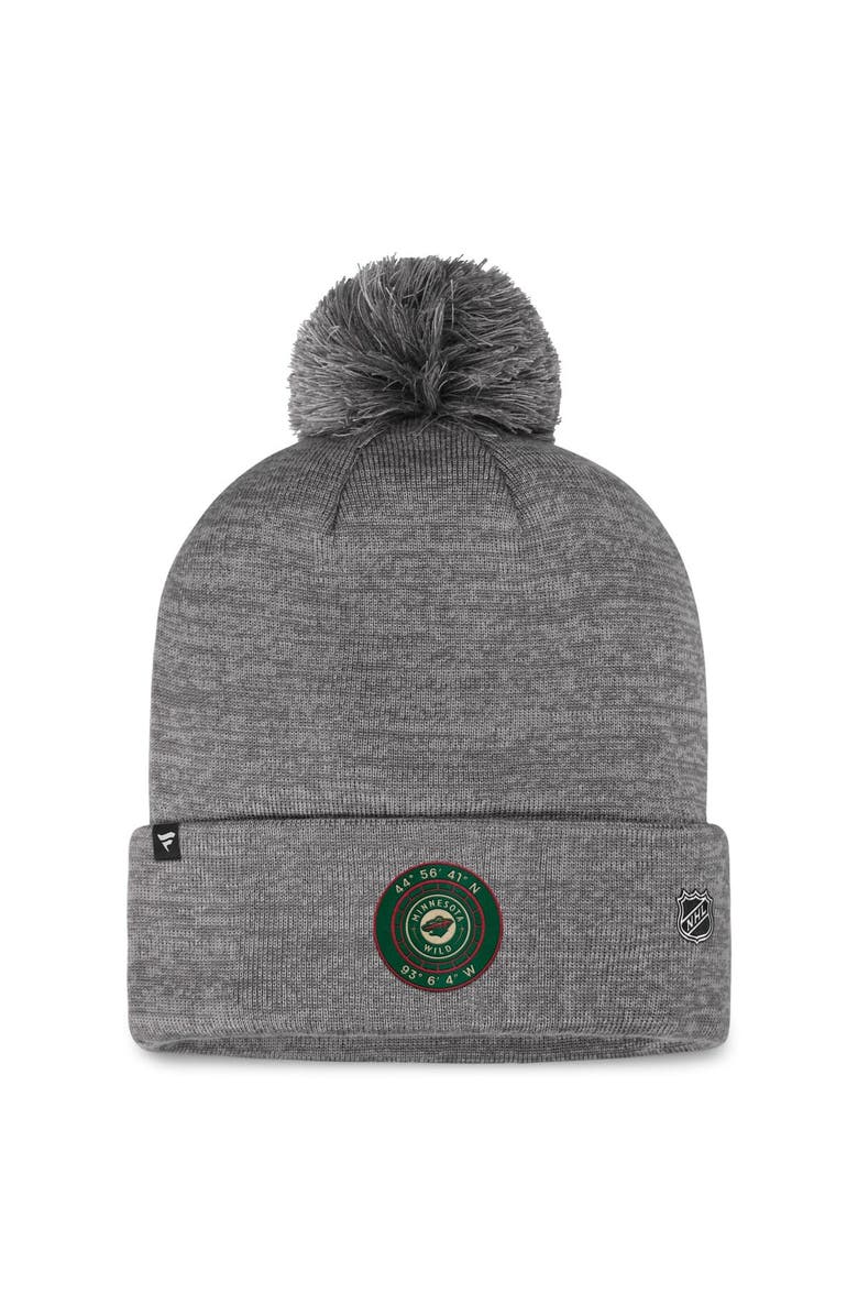 FANATICS Men's Fanatics Branded  Gray Minnesota Wild Authentic Pro Home Ice Cuffed Knit Hat with Pom, Alternate, color, Gray