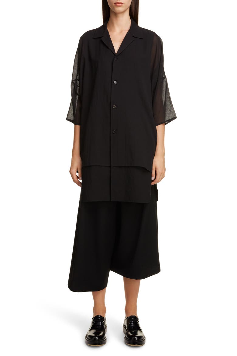 Asymmetrical Wool Gabardine Pants, Alternate, color, BLACK