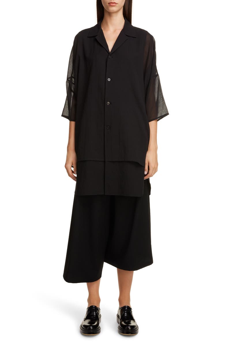 Y's by Yohji Yamamoto Asymmetrical Wool Gabardine Pants, Alternate, color, 