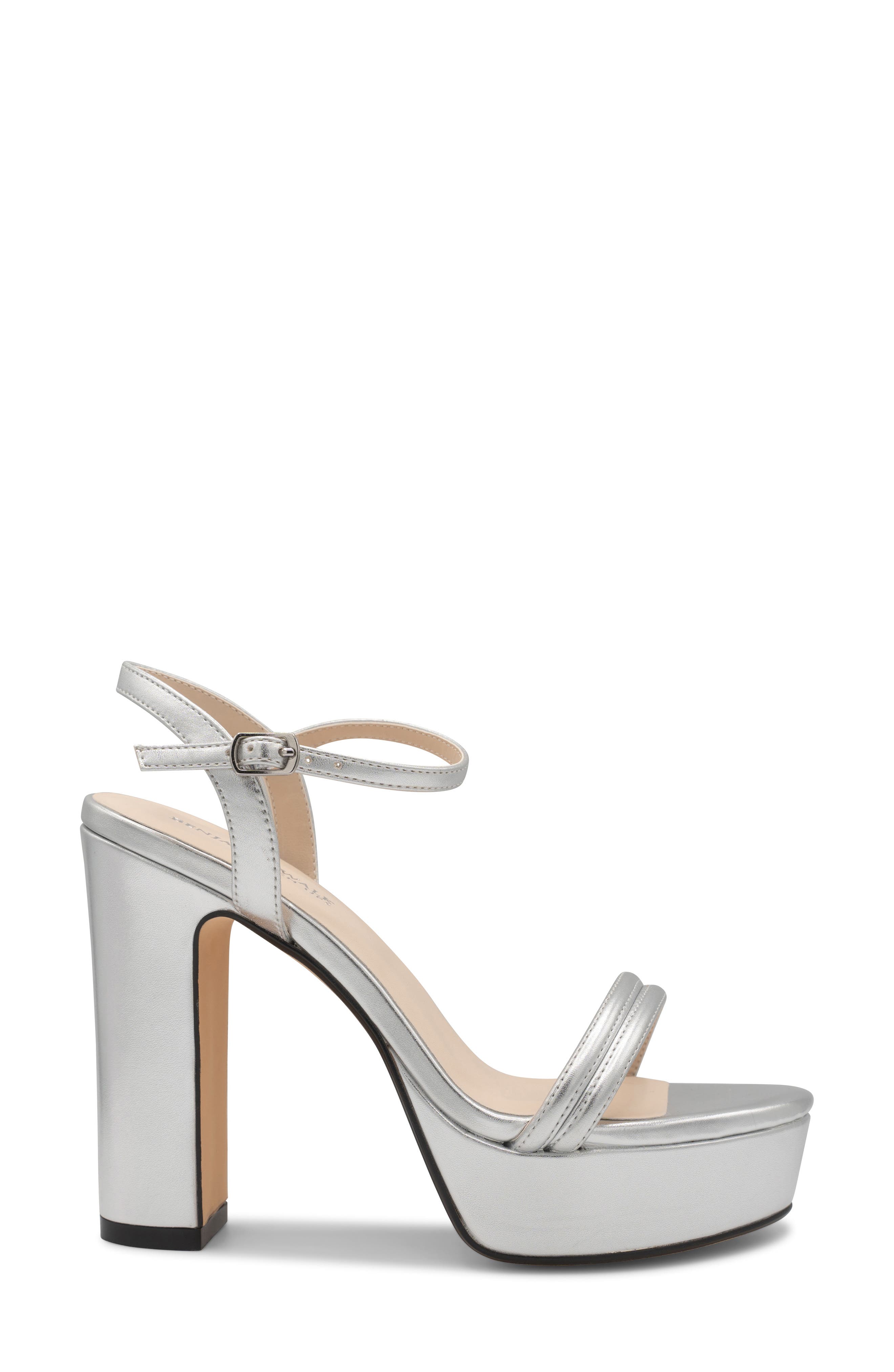 Natalia Ankle Strap Platform Sandal, Alternate, color, SILVER