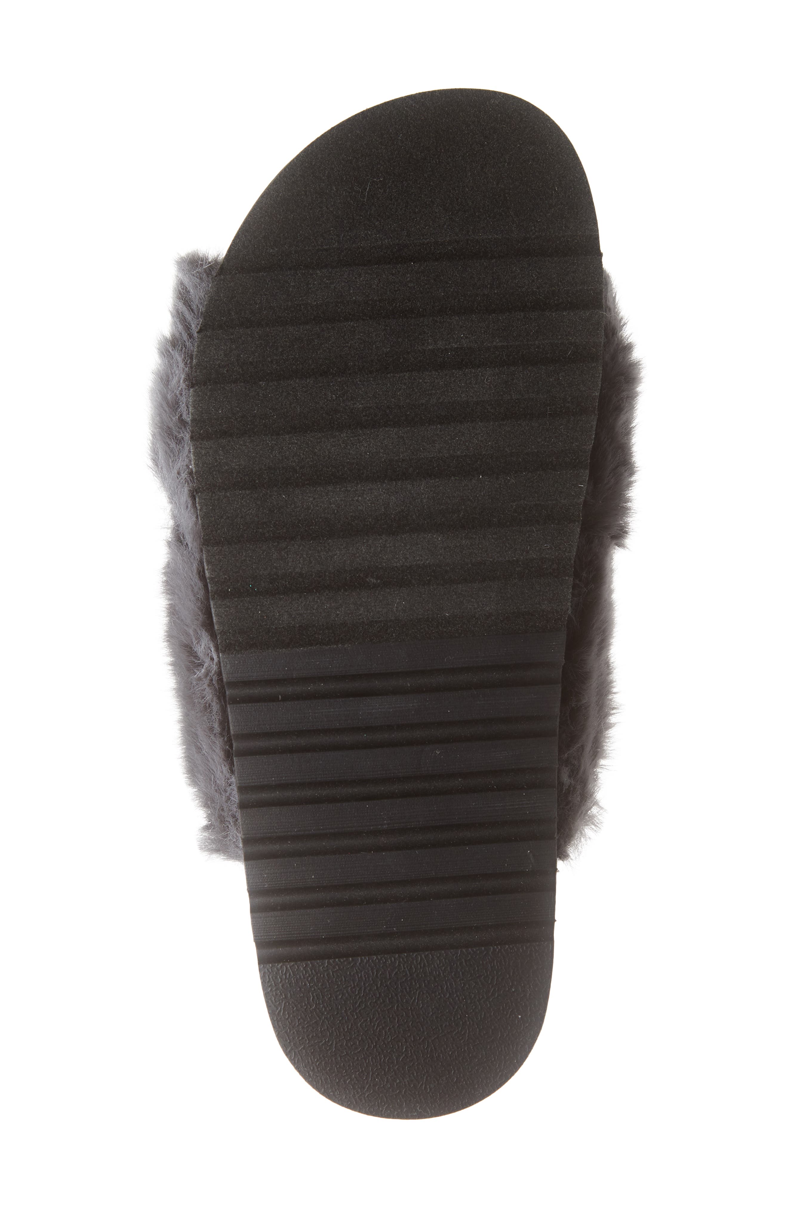 Zoe Cross Band Faux Fur Slide Sandal, Alternate, color, GREY