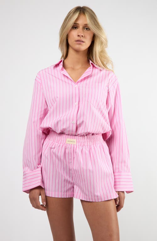 VIENS AVEC MOI VIENS AVEC MOI SEASIDE STRIPE COTTON BLEND BUTTON-UP SHIRT