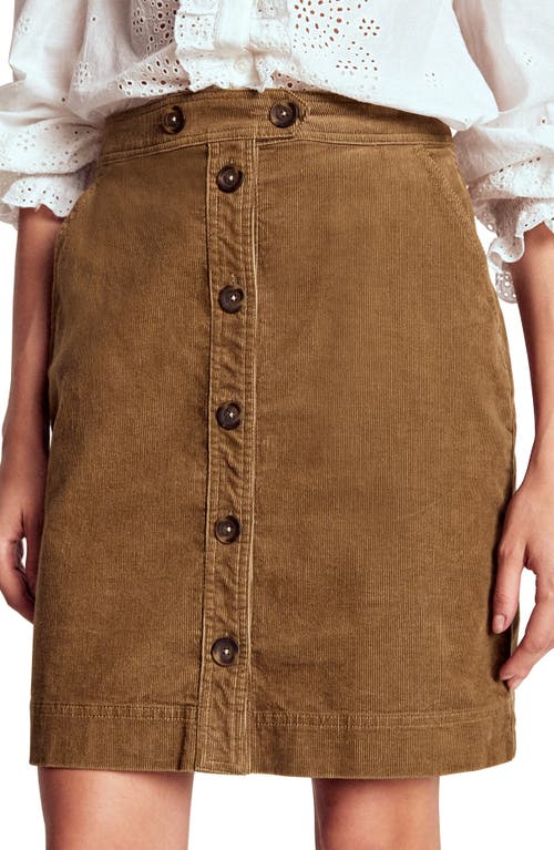 Boden Celia Stretch Cotton Corduroy Skirt In Brown