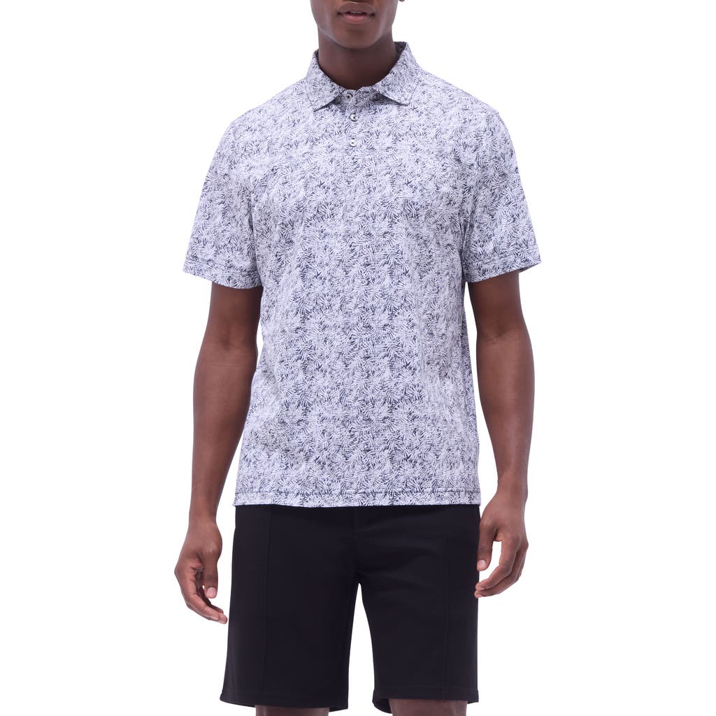 Bugatchi Victor Ooohcotton® Leaf Print Polo In Black