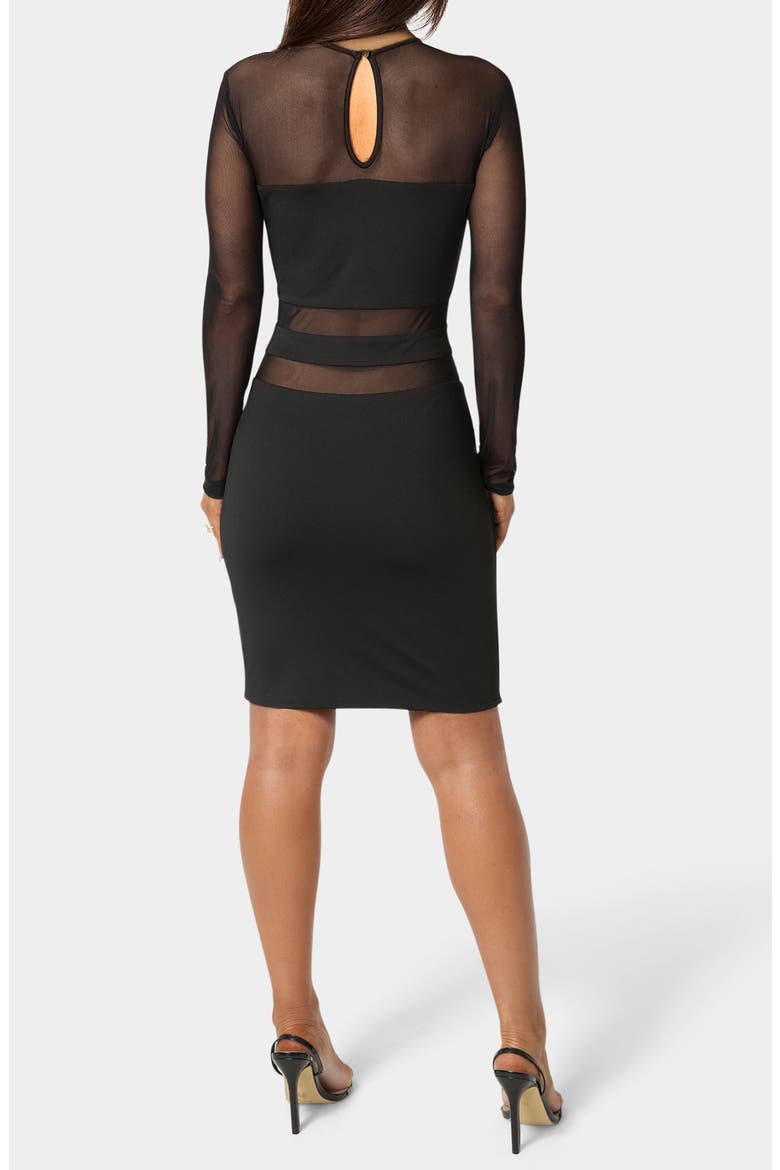 Illusion Mesh Mini Dress, Alternate, color, BLACK