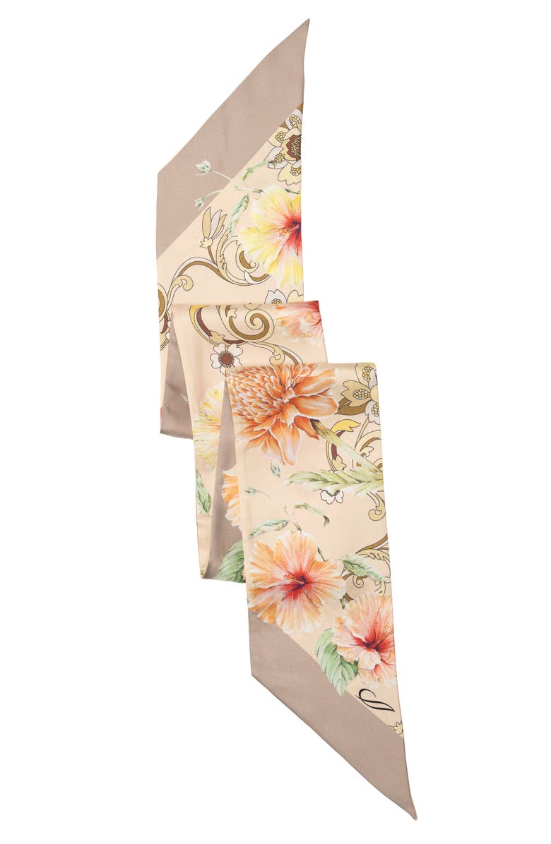 Elizabetta Hawaii Bloom - Skinny Silk Scarf for Women, Alternate, color, Vanilla