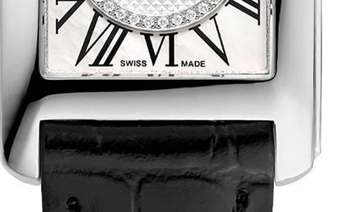 Frederique Constant Women's Swiss Classic Carree Diamond (1/20 Ct. T.w.) Black Leather Strap Watch 23mm
