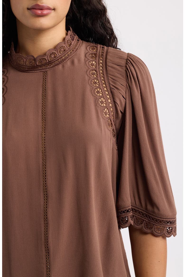 Fiona Lace Trim Mock Neck Top, Alternate, color, PARTRIDGE