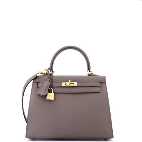Kelly Handbag Grey Epsom with Gold Hardware 25