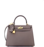 Pre-Owned Hermes Kelly Handbag Grey Epsom with Gold Hardware 25