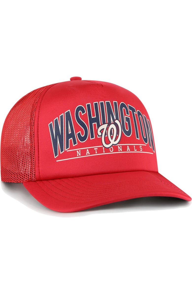 '47 Men's '47 Red Washington Nationals Backhaul Foam Trucker Snapback Hat, Alternate, color, Red