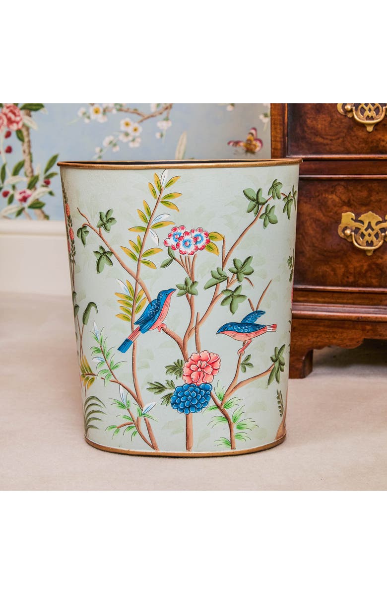 Mrs. Alice Green Chinoiserie Oval Tole Waste Paper Bin, Alternate, color, Green