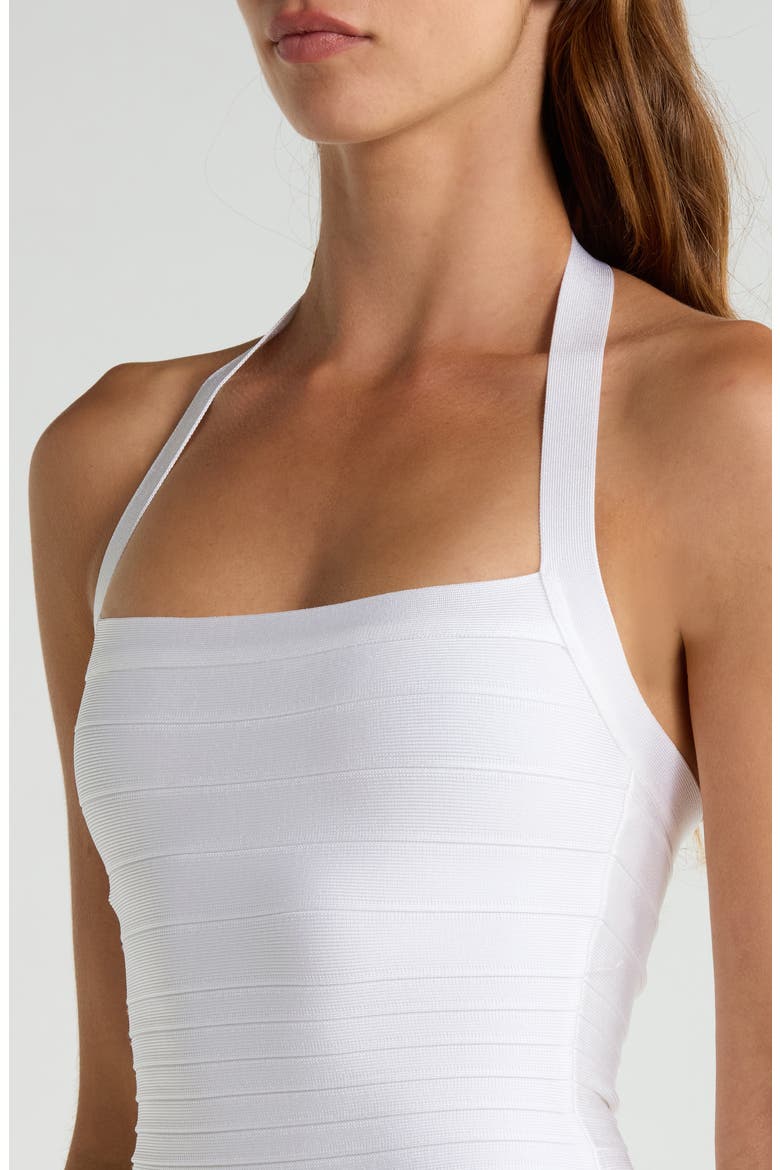 The Silhouette Halter Bandage Minidress, Alternate, color, WHITE