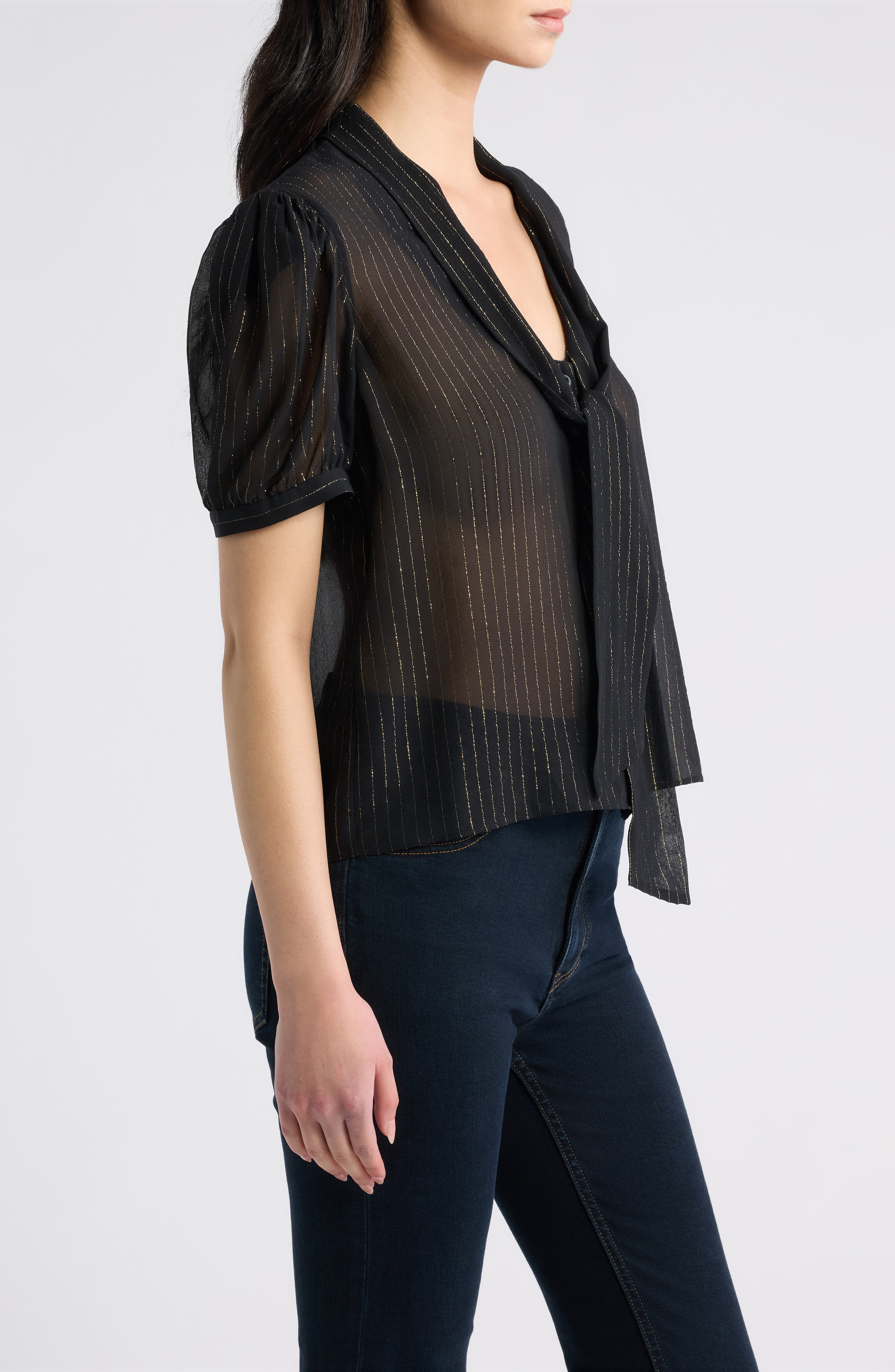 FRAME The Sonnet Metallic Stripe Top (Women) | Nordstrom