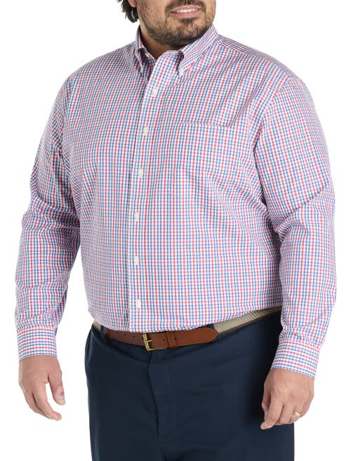 Brooks Brothers Big & Tall Non-iron Multi Gingham Sport Shirt In Navy Red