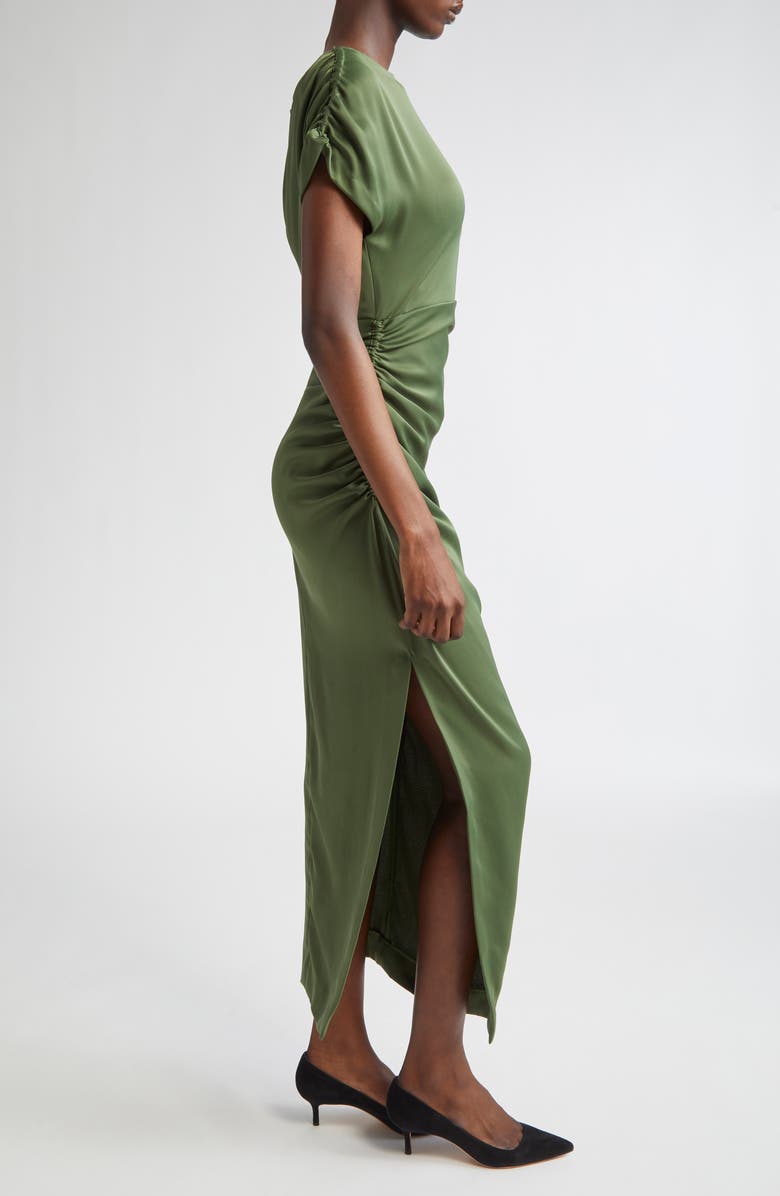 Lela Rose Heather Crepe Back Satin Dress, Alternate, color, Forest