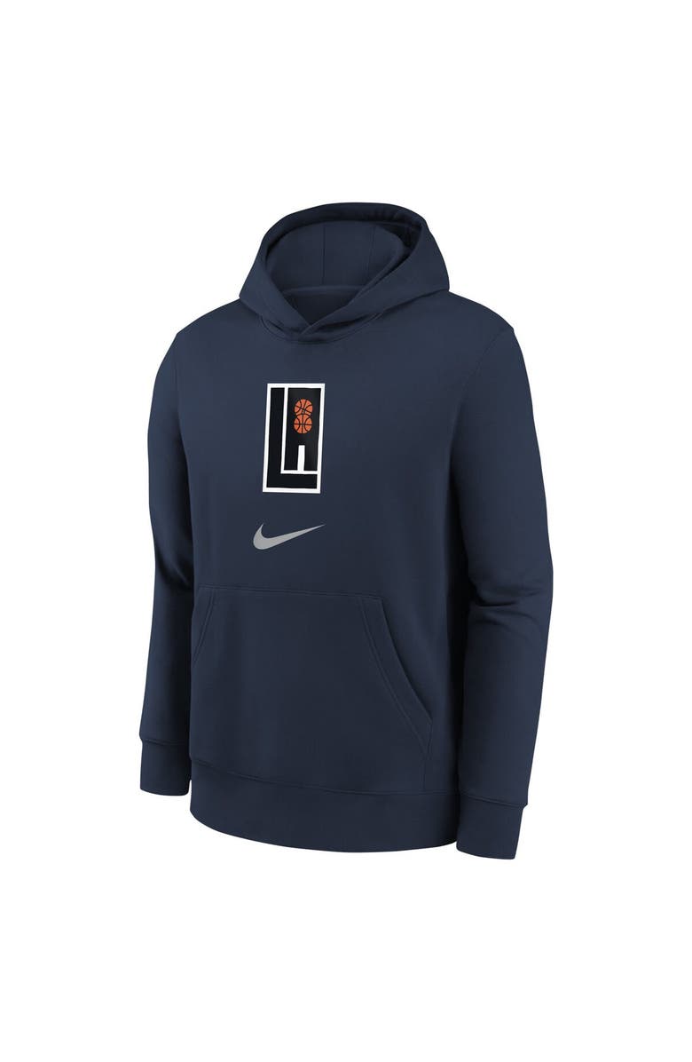 Nike Youth Nike Navy LA Clippers 2023/24 City Edition Essential Pullover Hoodie, Alternate, color,