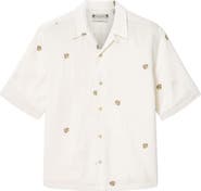 AllSaints Feline Embroidered Linen & Cotton Camp Shirt
