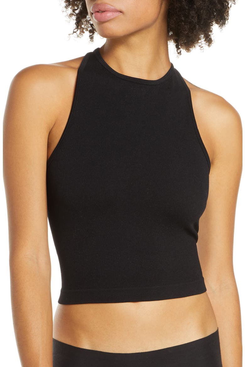 Hayley Racerback Brami Crop Top, Main, color, BLACK