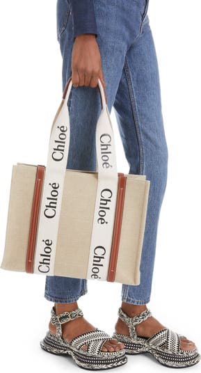 Chloé Medium Woody Linen Tote | Nordstrom