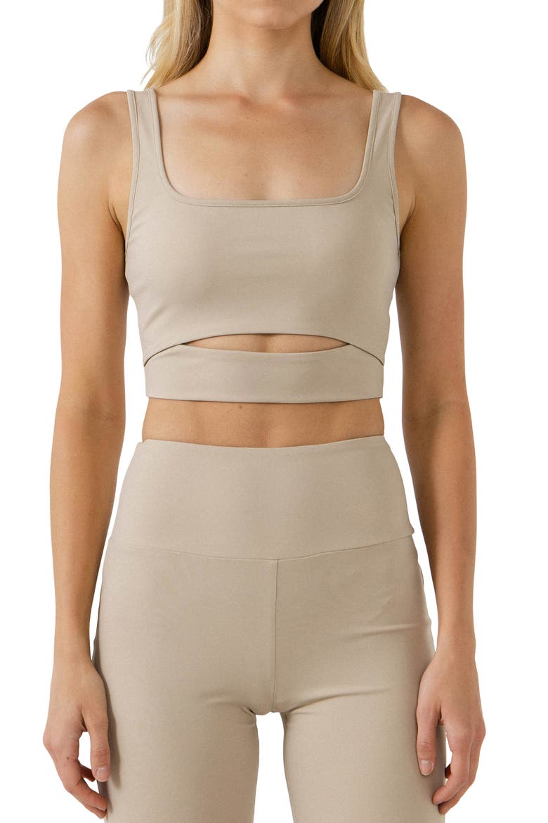 Cutout Crop Tank Top, Main, color, KHAKI