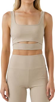 Grey Lab Cutout Crop Tank Top