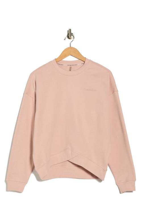 Calvin Klein Performance Embroidered Logo Crossover Hem Sweatshirt In Pink
