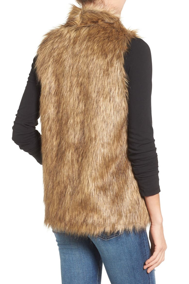 Faux Fur Vest, Alternate, color, TAN BROWN FAUX FUR