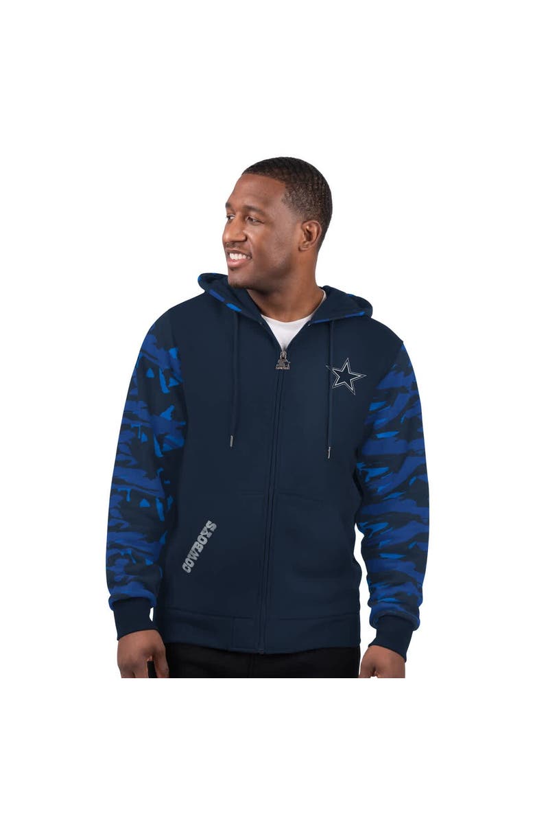 STARTER Men's Starter Navy Dallas Cowboys Thursday Night Gridiron Full-Zip Hoodie, Alternate, color, Navy