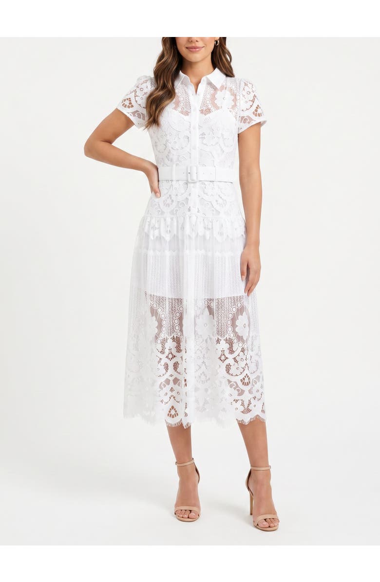 RACHEL Rachel Roy Jolene Collared Lace Midi Dress, Main, color, White