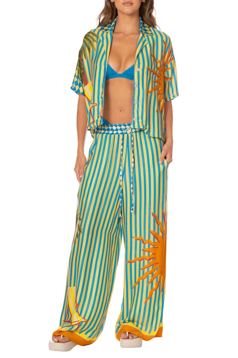 Tropic Camouflage Ophelia Cover-Up Pants, Alternate, color, OPEN BLUE