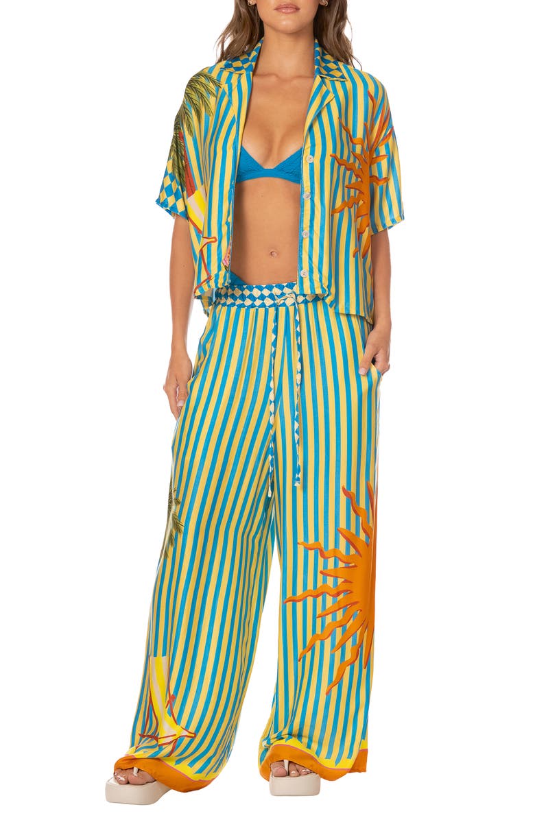 Maaji Tropic Camouflage Ophelia Cover-Up Pants, Alternate, color, Open Blue