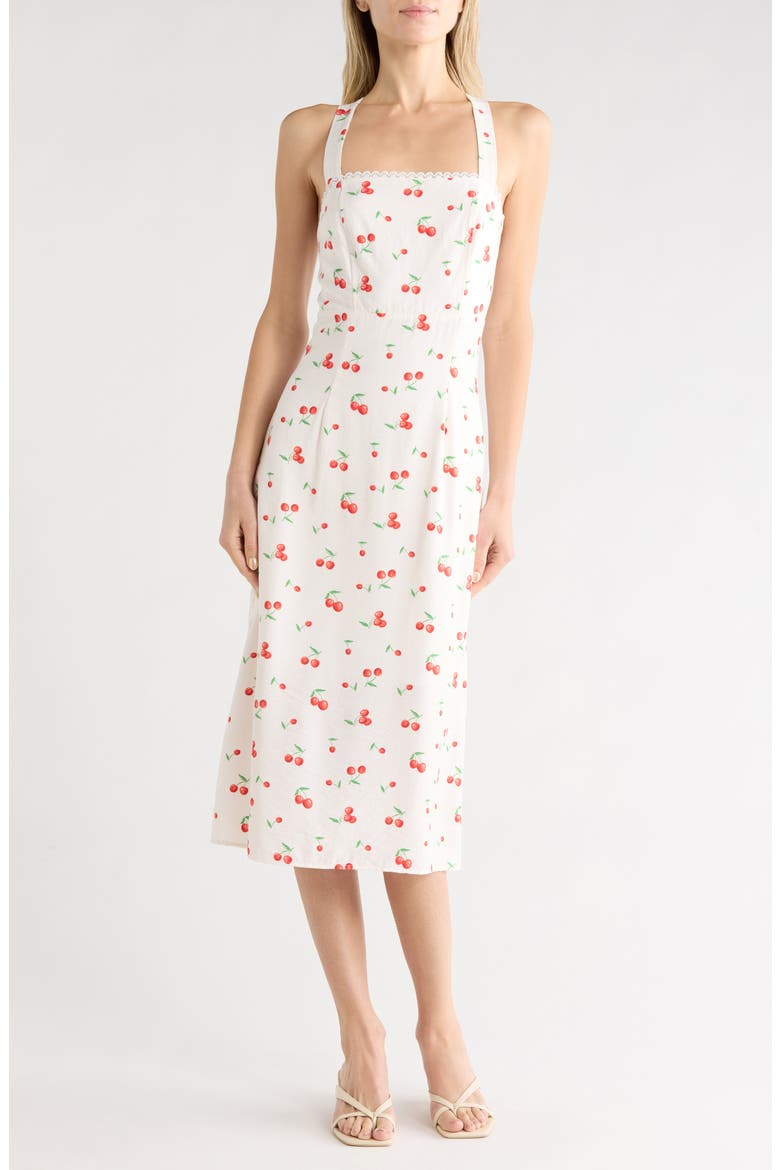 Scallop Trim Midi Dress, Main, color, WHITE CHERRY