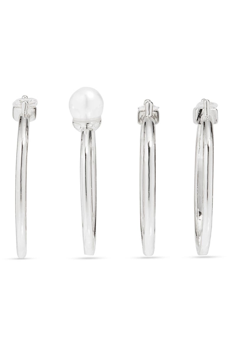 Four-Piece CZ & Faux Pearl Ring Set, Alternate, color, CLEAR- WHITE- SILVER