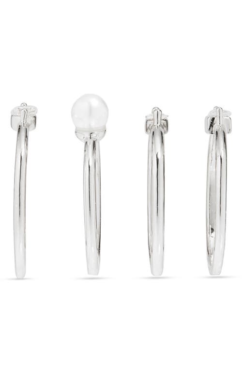 Nordstrom Rack Four-piece Cz & Faux Pearl Ring Set In Multi