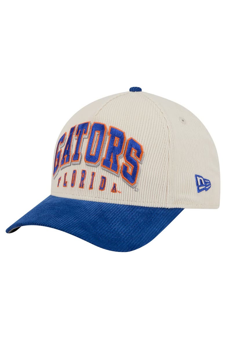 Men's New Era Royal/Cream Florida Gators Arch Two-Tone Corduroy 9FORTY A-Frame Adjustable Hat, Main, color, Royal